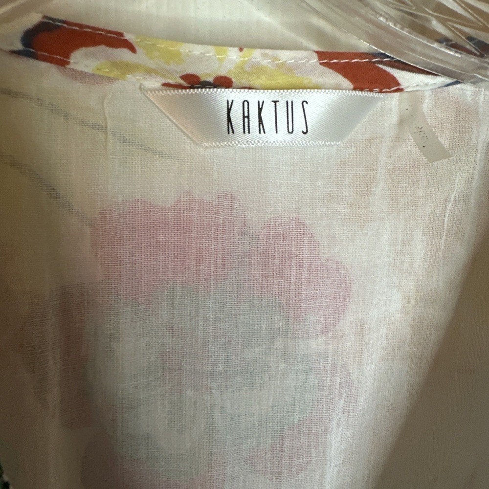 Kaktus Floral Bead Trim Tiered Dress Small Multi Boho Mini Balloon Slv - Picture 5 of 9